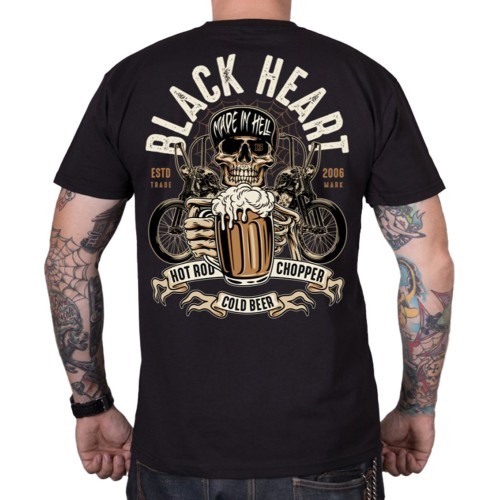 Marškinėliai BLACK HEART Beer Biker - Juoda
