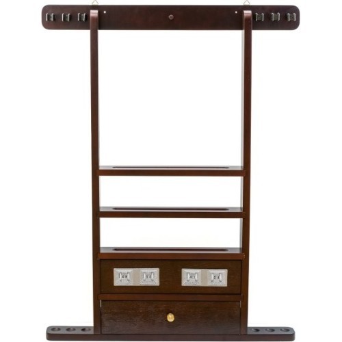 Billiard Cue & Ball Rack w/ Score Counters, mahogany, for 6 Billiard Cues, Balls