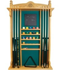 Billiard Cue Rack Wall Rack for 6 Cues, oak, Balls
