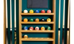 Billiard Cue Rack Wall Rack for 6 Cues, oak, Balls