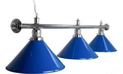 Бильярдная лампа Blue Light, 3 плафона, синяя, Ø 35 см, 150 см