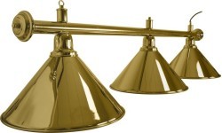 Billiard Lamp Elegance, brass, 3 Bells, Ø 35 cm, 112 cm