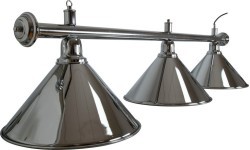 Biliardo lempa Elegance, sidabrinė, 3 gaubtai, Ø 35 cm, 150 cm