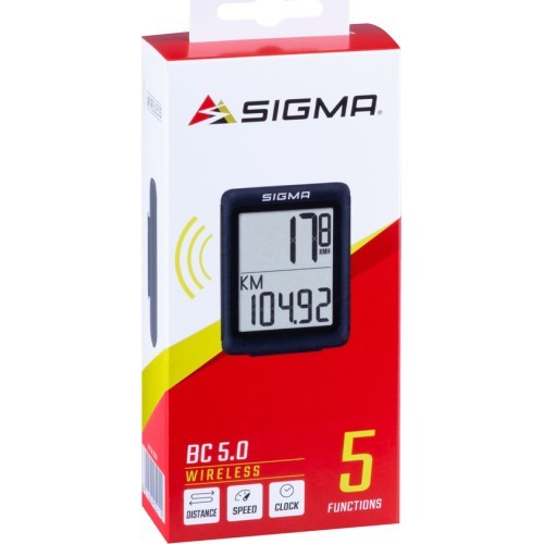 Sigma BC 5.0 wireless bicycle computer, 5 functions