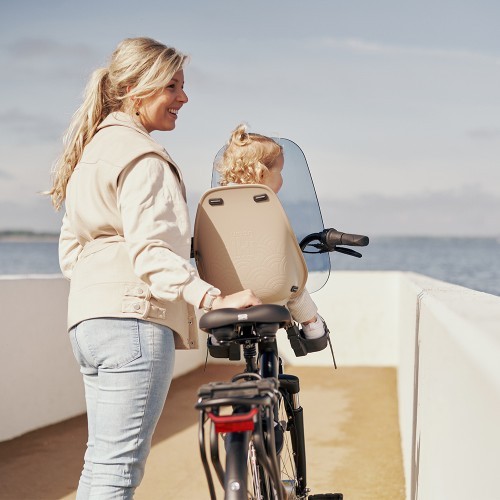 Front-Mounted Child Bike Seat w/ Adaptor Urban Iki - Inaho Beige/Bincho Black