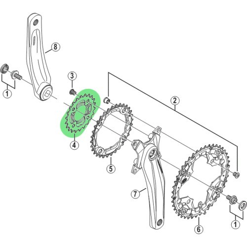 Передняя звезда Shimano FC-M431-8 26T 9sp (чёрная)