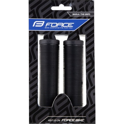 FORCE Groove Handlebar Grips 123mm, rubber, black