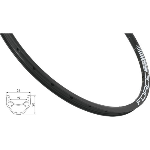 Rim 26", FORCE Basic (559x19), disc brake, 36H (black)