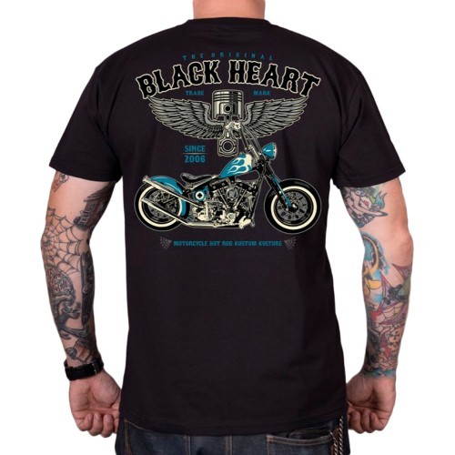 Marškinėliai BLACK HEART Blue Chopper - Juoda