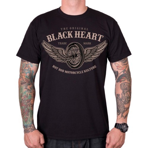 Marškinėliai BLACK HEART Wings - Juoda