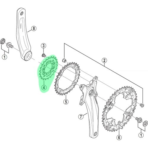 Priekinė žvaigždė Shimano Alivio M430 22T