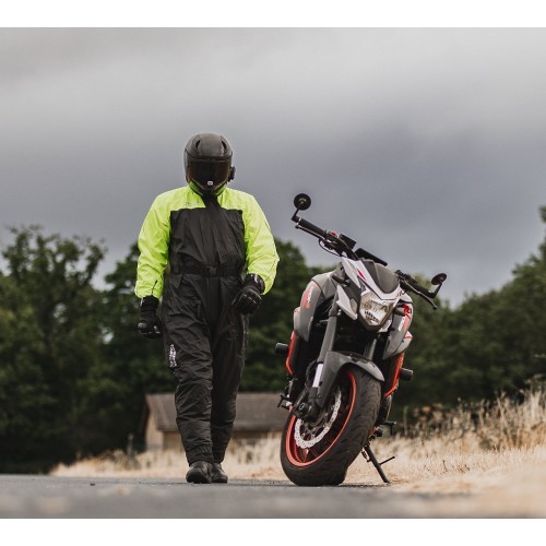 Neperšlampama motociklininko kombinezono apsauga Oxford Rain Seal, juoda/geltona