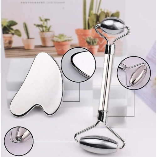 Metal Face Roller & Gua Sha Set inSPORTline Comesta Set