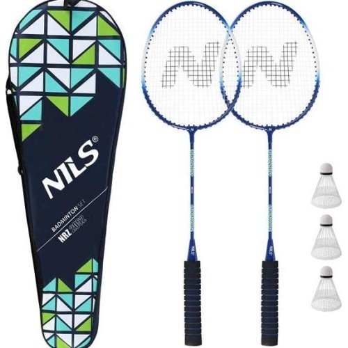 NRZ2052 ALUMINIUM / BADMINTON SET 2 RACKETS + 3 SHUTTLECOCKS + COVER NILS