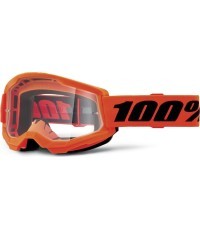 Motokroso akiniai 100% Strata 2 New - Oranžinė, skaidrus pleksis