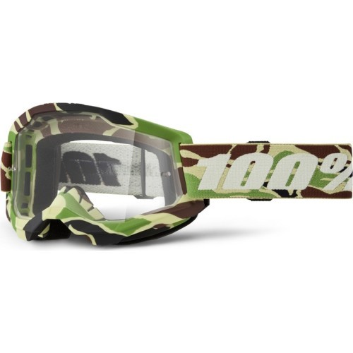 Motocross Goggles 100% Strata 2 New - War camo, clear plexi