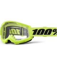Motocross Goggles 100% Strata 2 New - Neon Yellow, clear plexi