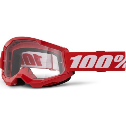 Motocross Goggles 100% Strata 2 New - Red, Clear Plexi
