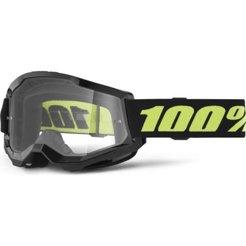 Motocross Goggles 100% Strata 2 New - Solar black, clear plexi
