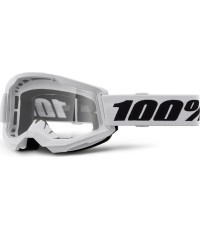 Motokroso akiniai 100% Strata 2 New - White balta, skaidrus pleksis
