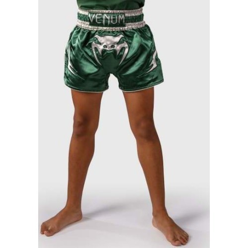 Venum Inferno Muay Thai Shorts - Forest Green/ Off White