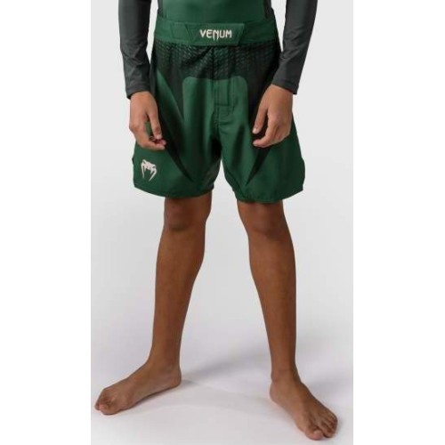 Venum Attack Kids Fightshorts - Forest Green/ Off White