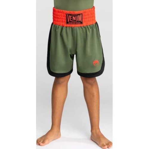 Venum Classic Kids Boxing Shorts - Army Green/Orange