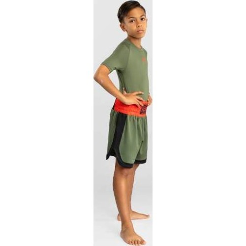 Venum Classic Kids Boxing Shorts - Army Green/Orange
