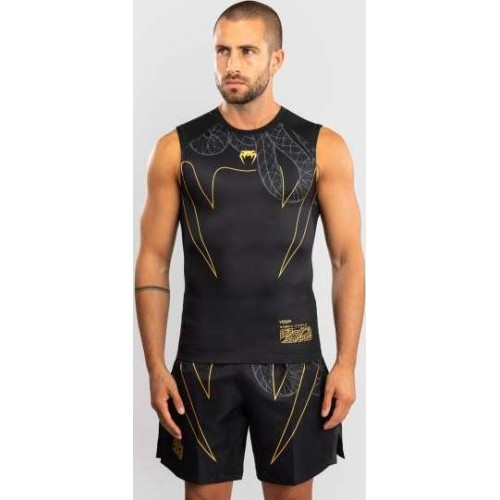 Venum Serpenti Sleeveless Rashguard - Black/Silver/Gold