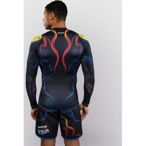 Venum x TEKKEN 8 ilgarankoviai rashguard marškinėliai Yoshimitsu, juodi/oranžiniai