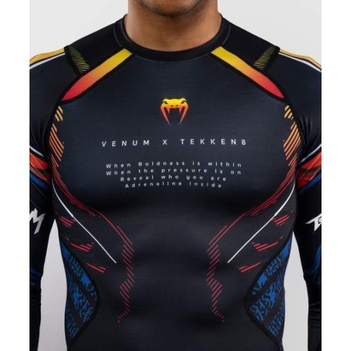 Venum x TEKKEN 8 ilgarankoviai rashguard marškinėliai Yoshimitsu, juodi/oranžiniai
