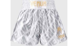 Venum Contender XT Muay Thai šortai – balti/sidabriniai