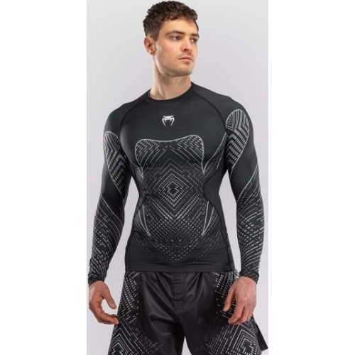 Venum Midnight Fury Long Sleeve Rashguard - Black/Grey/Silver