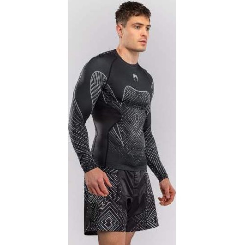 Рашгард с длинным рукавом Venum Midnight Fury – чёрный/серый/серебристый