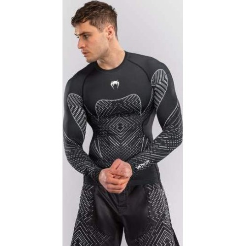 Рашгард с длинным рукавом Venum Midnight Fury – чёрный/серый/серебристый