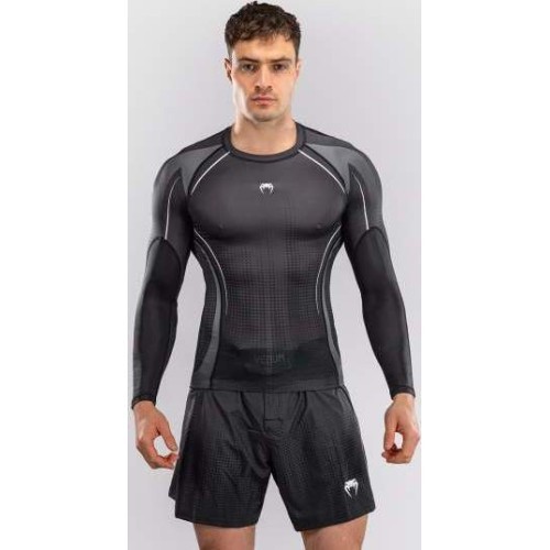 Venum Stealth Long Sleeve Rashguard - Black/White