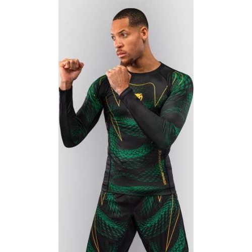 Venum Matupa Long Sleeve Rashguard - Black/Green/Gold