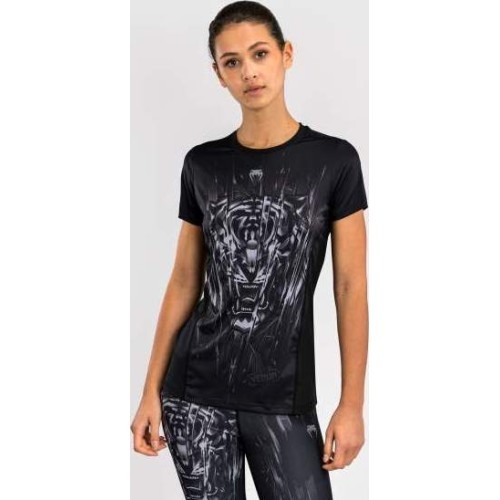 Женская футболка Venum Tiger Dry Tech, черный/серебристый
