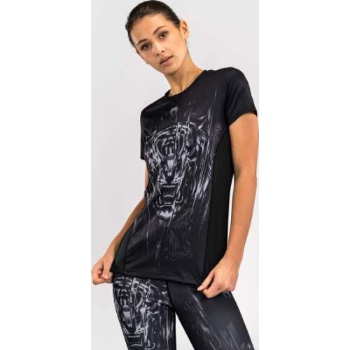 Venum Tiger Dry Tech moteriški marškinėliai, juoda/sidabrinė