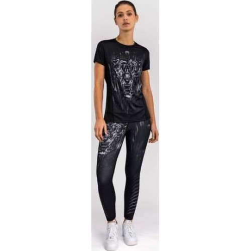 Venum Tiger Dry Tech moteriški marškinėliai, juoda/sidabrinė