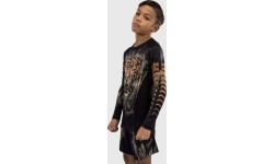 Venum Tiger Kids Long Sleeve Rashguard - Black/Neon Orange