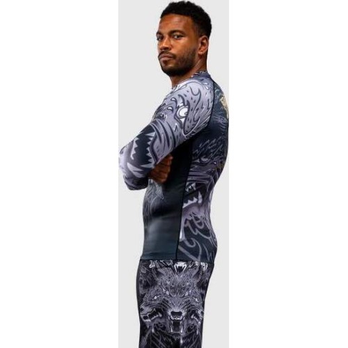 Venum Wolf Atak ilgomis rankovėmis rashguard marškinėliai – juoda/pilka