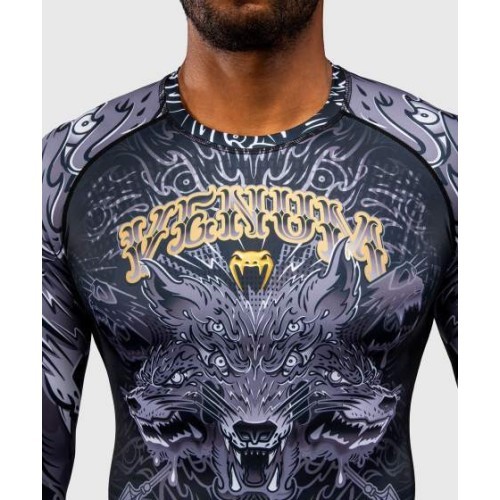 Venum Wolf Atak Long Sleeve Rashguard - Black/Grey