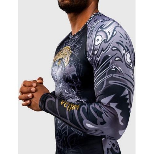 Venum Wolf Atak ilgomis rankovėmis rashguard marškinėliai – juoda/pilka