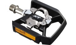 Pedalai SHIMANO T8000 Deore XT, dvipusiai, su plokštelėm SH56 (juodi)