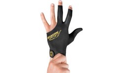 Billiard Glove, Predator Second Skin, 3-Finger, black-yellow, closed thumb, L&XL