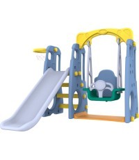 Čiuožykla-sūpynės su krepšiu 3-in-1, mėlyna