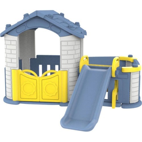 Žaidimų namelis su čiuožykla Cottage Slide 3in1 mėlynas stogas