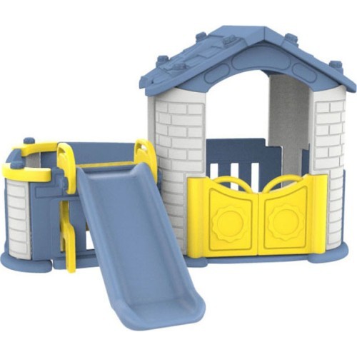 Žaidimų namelis su čiuožykla Cottage Slide 3in1 mėlynas stogas