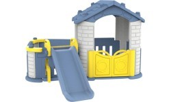Žaidimų namelis su čiuožykla Cottage Slide 3in1 mėlynas stogas